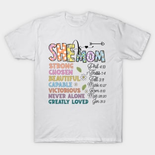 She is Mom, Flower Mom, Blessed Mom, Mom Life, Retro Mama Quotes, Mother's Day T-Shirt